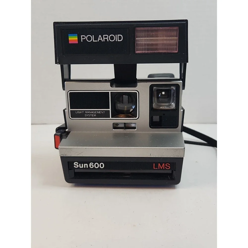 Polaroid Sun 600 LMS Instant‎ Film Camera Black Silver Untested For Parts Repair